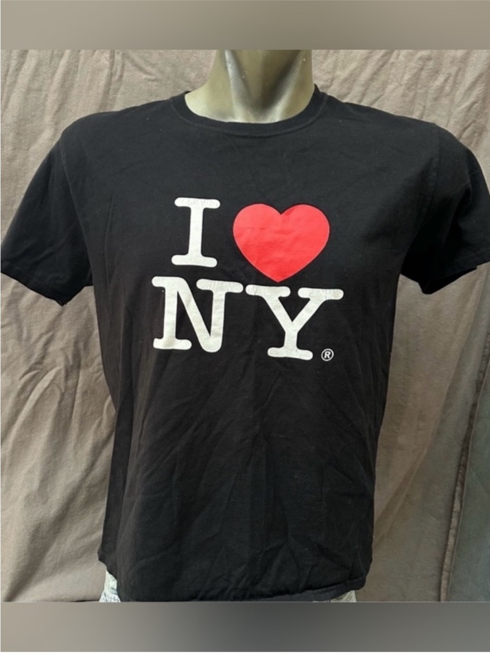 I love New York T-shirt black red heart size XL USA made